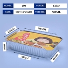 190*110*45MM Τροφική συσκευασία Κουτιά Τροφίμων 500 ml Κουτάκια με κάλυμμα Αλουμινίου Αποχρησιμοποιήσιμα δοχεία