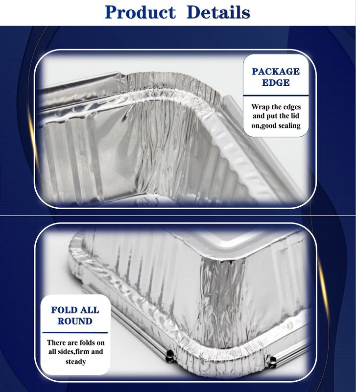 Ανθεκτικοί στη θερμότητα, φιλικοί προς το περιβάλλον, προσαρμόσιμοι κουτιά με φαγητό από φύλλο αλουμινίου και δοχεία τροφίμων για συσκευασία τροφίμων